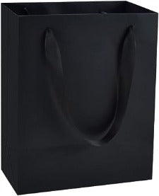 Black Paper Gift Bags with Cloth Handle - Medium Vertical