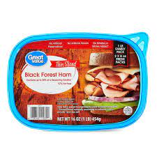 Great Value Thin Sliced Black Forest Ham Lunchmeat Family Pack 1lb