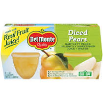 4oz Del Monte Diced Pears in Water 4ct