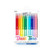 Ooly Dual Tone Double Ended Brush Markers, 12pc
