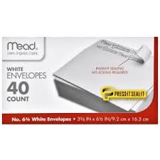 No. 8 - 6 3/4 Mead White Security Envelopes 80ct