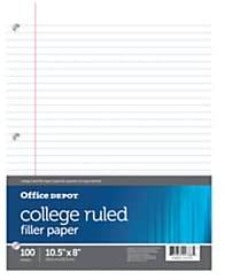 Office Depot College ruled filler paper 100 sheets