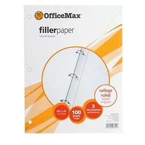 Office Max College Ruled Filler Paper 100 sheets