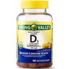 Spring Valley Vegetarian Vitamin D3 Gummies, 2000 IU, 50 mcg, 160 Ct